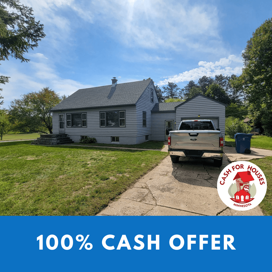 100% Cash Offer for homes like this one with a truck in the driveway.